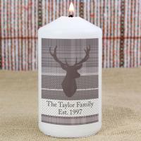 Personalised Highland Stag Pillar Candle Extra Image 2 Preview